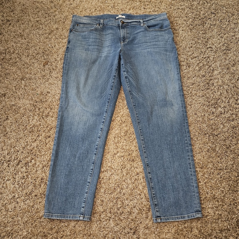 Eileen Fisher Sz 14 Organic Cotton Light Wash Straight Ankle Stretch Denim Jean